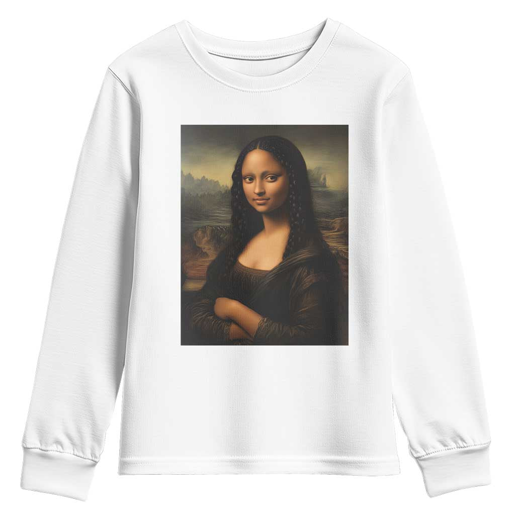 Black Mona Lisa Youth Sweatshirt Melanin Pretty Aesthetic Black History TS09 White Print Your Wear