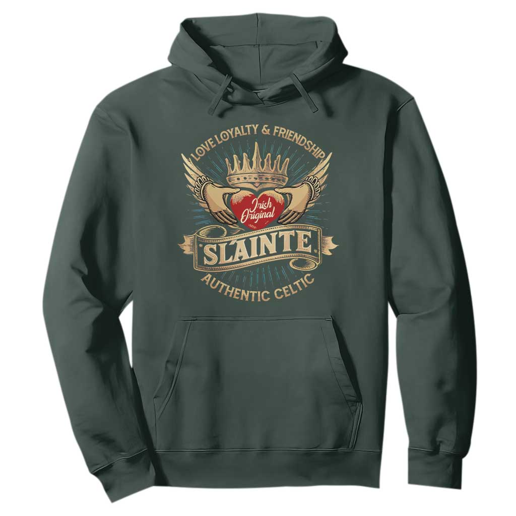 Celtic Claddagh Hoodie Love Loyalty Friendship Slainte TS09 Dark Forest Green Print Your Wear