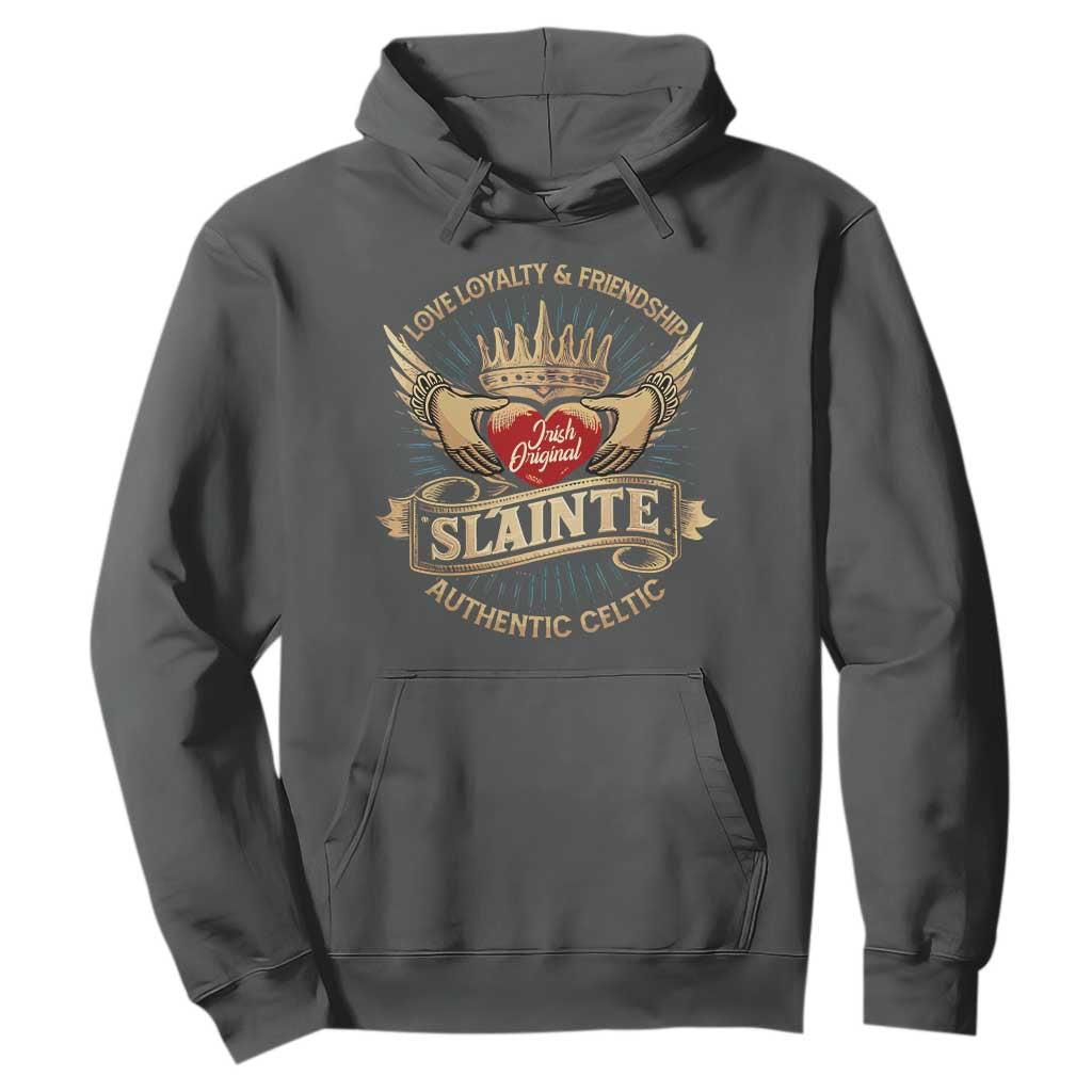 Celtic Claddagh Hoodie Love Loyalty Friendship Slainte TS09 Dark Heather Print Your Wear