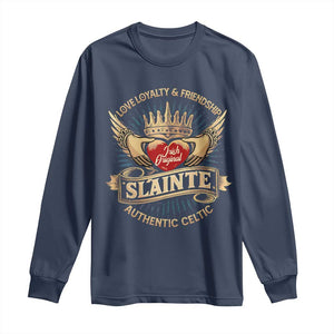 Celtic Claddagh Long Sleeve Shirt Love Loyalty Friendship Slainte TS09 Navy Print Your Wear