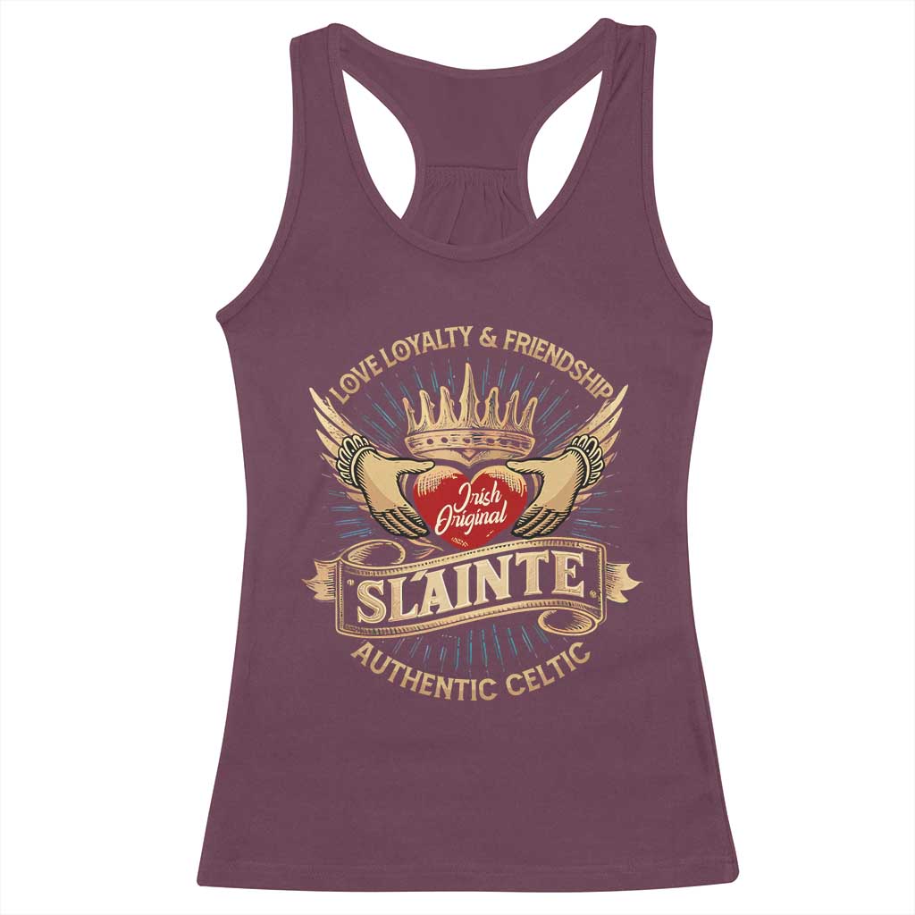 Celtic Claddagh Racerback Tank Top Love Loyalty Friendship Slainte TS09 Maroon Print Your Wear