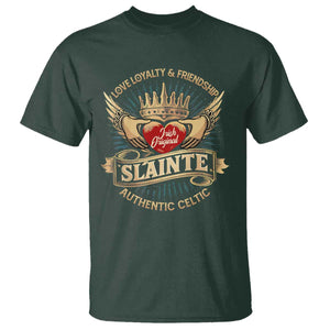 Celtic Claddagh T Shirt Love Loyalty Friendship Slainte TS09 Dark Forest Green Print Your Wear