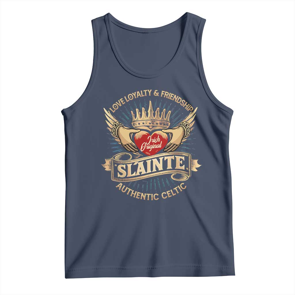Celtic Claddagh Tank Top Love Loyalty Friendship Slainte TS09 Navy Print Your Wear