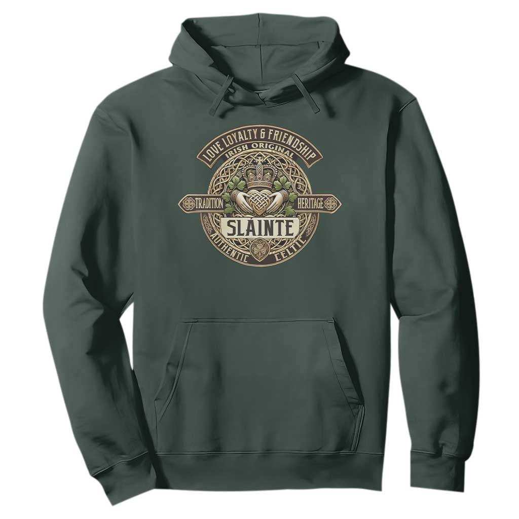 Celtic Claddagh Hoodie Slainte Love Loyalty Friendship Vintage TS09 Dark Forest Green Print Your Wear