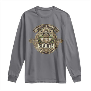 Celtic Claddagh Long Sleeve Shirt Slainte Love Loyalty Friendship Vintage TS09 Charcoal Print Your Wear