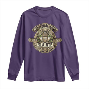 Celtic Claddagh Long Sleeve Shirt Slainte Love Loyalty Friendship Vintage TS09 Purple Print Your Wear