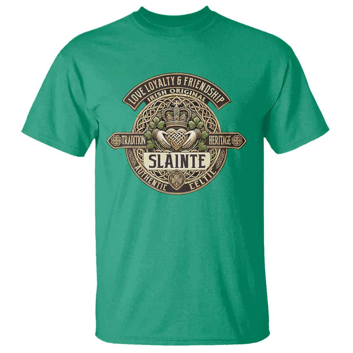 Celtic Claddagh T Shirt Slainte Love Loyalty Friendship Vintage TS09 Irish Green Print Your Wear