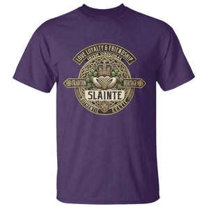 Celtic Claddagh T Shirt Slainte Love Loyalty Friendship Vintage TS09 Purple Print Your Wear