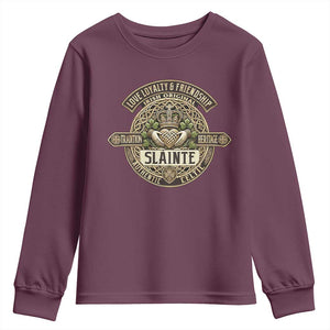 Celtic Claddagh Youth Sweatshirt Slainte Love Loyalty Friendship Vintage TS09 Maroon Print Your Wear