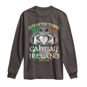 Galway Ireland Long Sleeve Shirt City Of The Tribes Est 1232 TS09 Dark Chocolate Print Your Wear