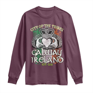 Galway Ireland Long Sleeve Shirt City Of The Tribes Est 1232 TS09 Maroon Print Your Wear