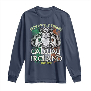 Galway Ireland Long Sleeve Shirt City Of The Tribes Est 1232 TS09 Navy Print Your Wear