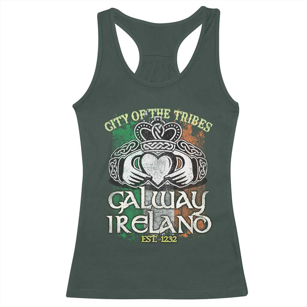 Galway Ireland Racerback Tank Top City Of The Tribes Est 1232 TS09 Dark Forest Green Print Your Wear