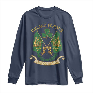 Irish Pride Long Sleeve Shirt Eirinn Go Brach Ireland Forever TS09 Navy Print Your Wear