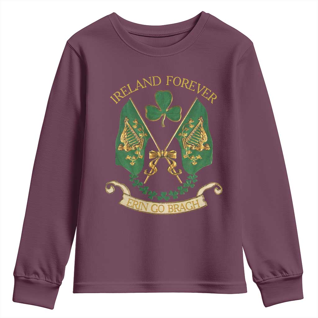Irish Pride Youth Sweatshirt Eirinn Go Brach Ireland Forever TS09 Maroon Print Your Wear