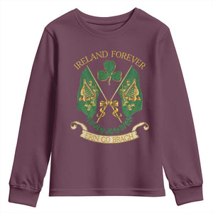 Irish Pride Youth Sweatshirt Eirinn Go Brach Ireland Forever TS09 Maroon Print Your Wear