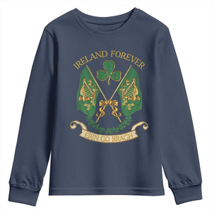 Irish Pride Youth Sweatshirt Eirinn Go Brach Ireland Forever TS09 Navy Print Your Wear