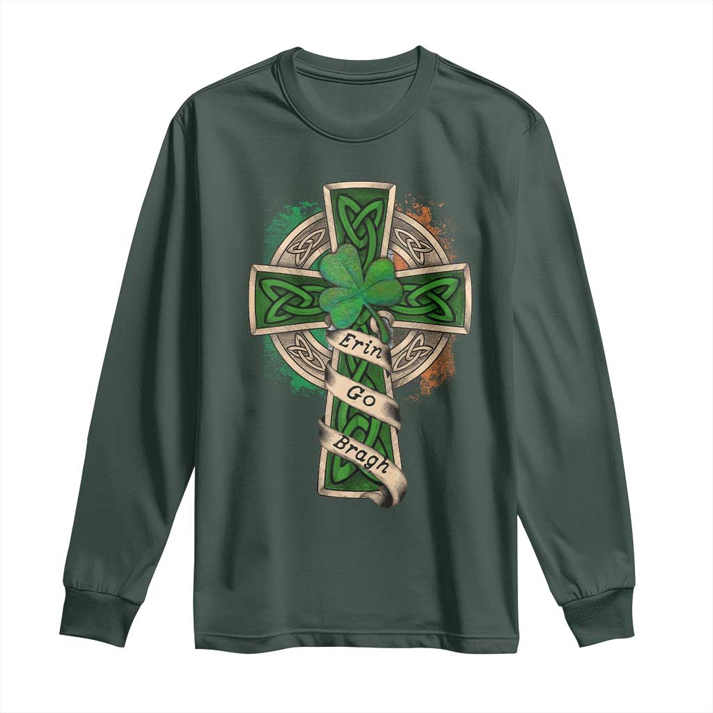 Irish Pride Long Sleeve Shirt Eirinn Go Brach Ireland For Ever TS09 Dark Forest Green Print Your Wear