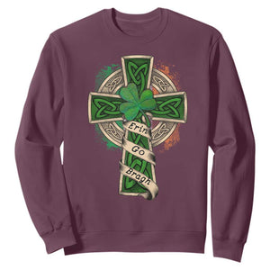 Irish Pride Sweatshirt Eirinn Go Brach Ireland For Ever TS09 Maroon Print Your Wear