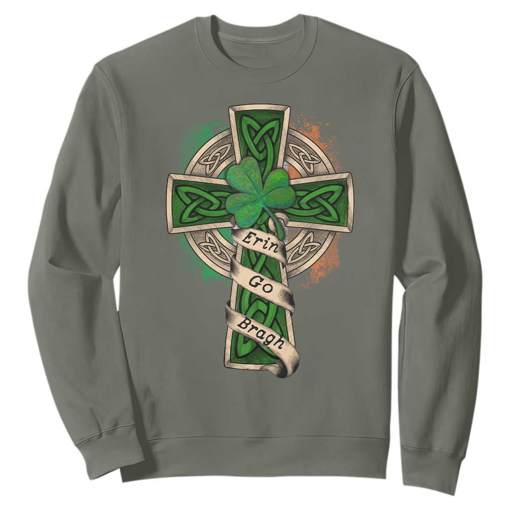 Irish Pride Sweatshirt Eirinn Go Brach Ireland For Ever TS09 Military Green Print Your Wear
