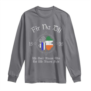 Irish Pride Long Sleeve Shirt Fir Na Dli Men Of Law Shamrock American Irish Flag TS09 Charcoal Print Your Wear