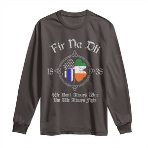 Irish Pride Long Sleeve Shirt Fir Na Dli Men Of Law Shamrock American Irish Flag TS09 Dark Chocolate Print Your Wear