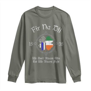 Irish Pride Long Sleeve Shirt Fir Na Dli Men Of Law Shamrock American Irish Flag TS09 Military Green Print Your Wear