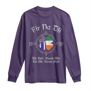 Irish Pride Long Sleeve Shirt Fir Na Dli Men Of Law Shamrock American Irish Flag TS09 Purple Print Your Wear