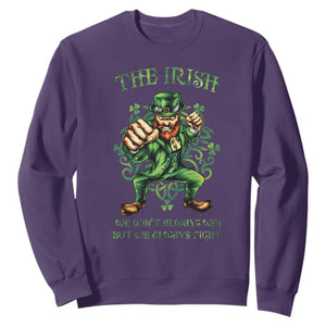 Irish Pride Sweatshirt We Don't Always Win But We Always Fight Funny Leprechaun TS09 Purple Print Your Wear