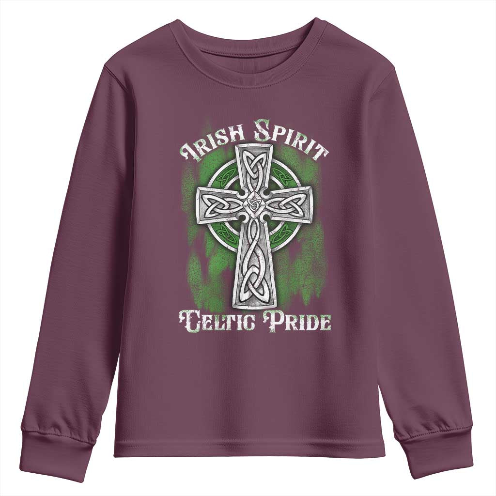 Irish Spirit Celtic Pride Youth Sweatshirt TS09 Maroon Print Your Wear