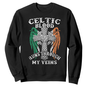 Irish Celtic Pride Sweatshirt Celtic Blood Runs Through My Veins TS09 Black Print Your Wear