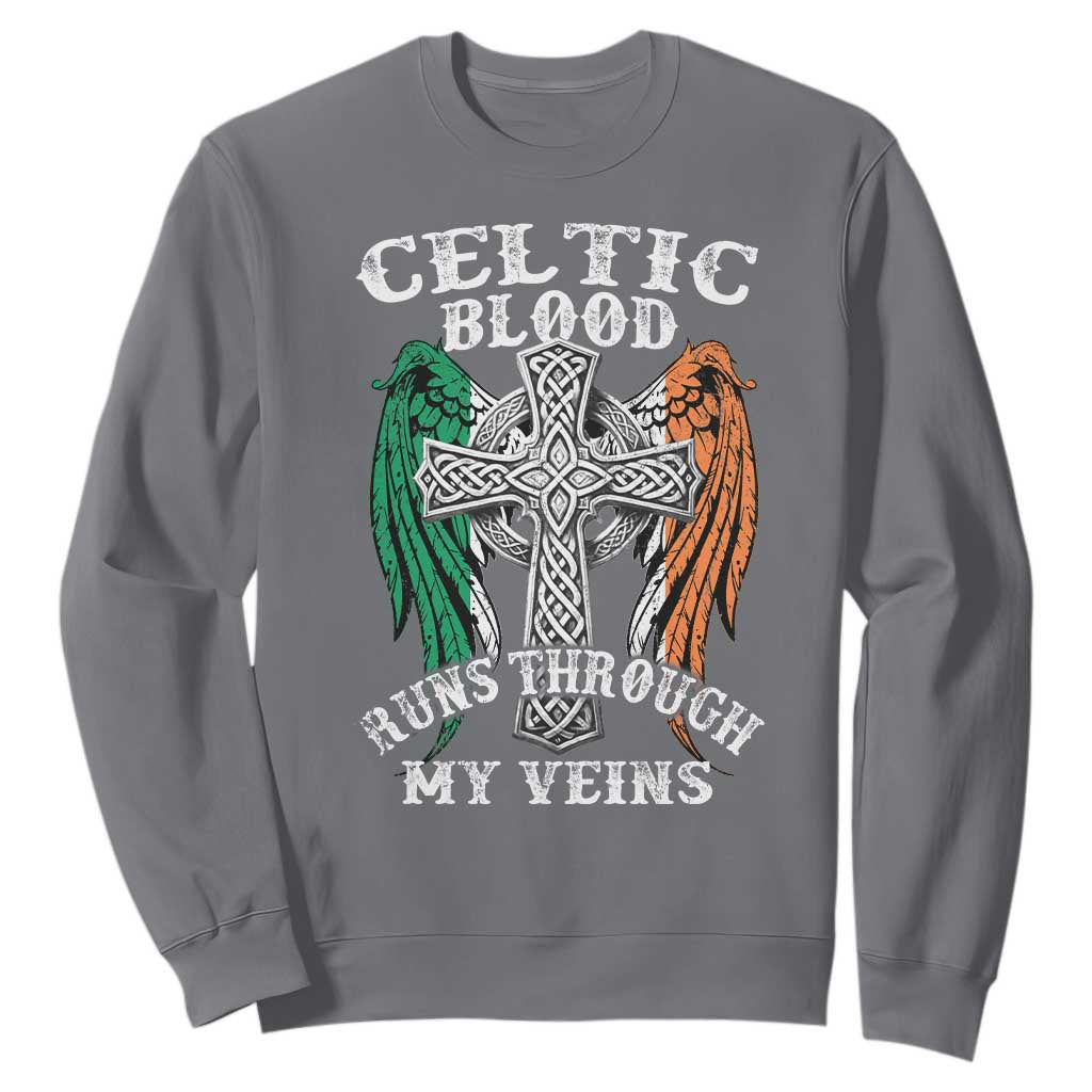 Irish Celtic Pride Sweatshirt Celtic Blood Runs Through My Veins TS09 Charcoal Print Your Wear