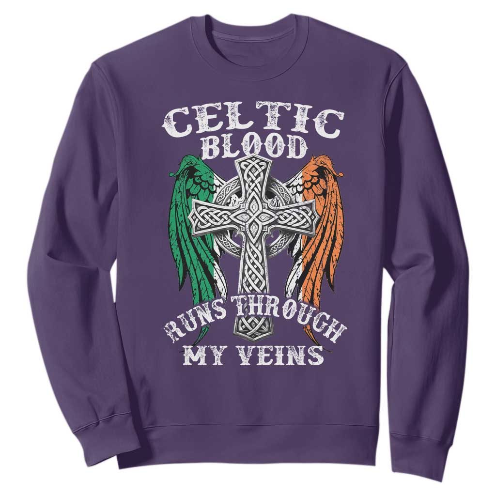 Irish Celtic Pride Sweatshirt Celtic Blood Runs Through My Veins TS09 Purple Print Your Wear