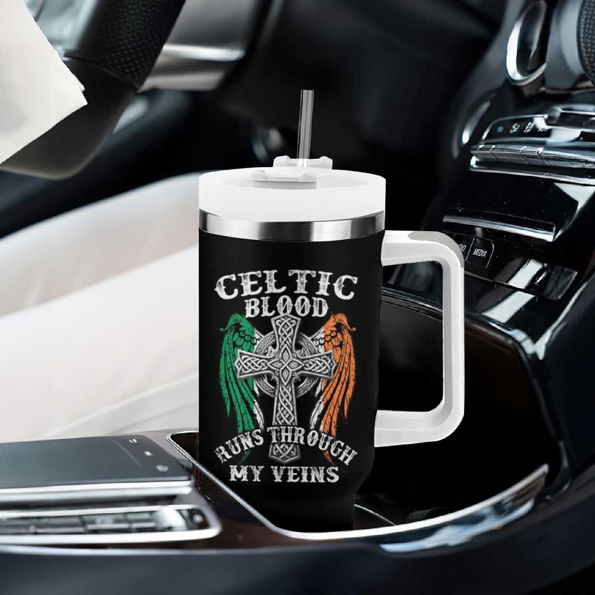 Irish Celtic Pride Tumbler With Handle Celtic Blood Runs Through My Veins TS09 Print Your Wear