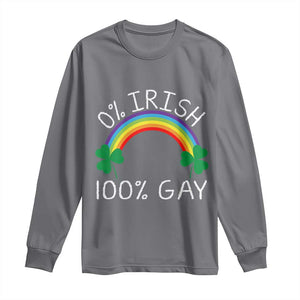 Funny St. Patrick's Day LGBT Long Sleeve Shirt 0 Irish 100 Gay Rainbow Shamrock TS09 Charcoal Print Your Wear