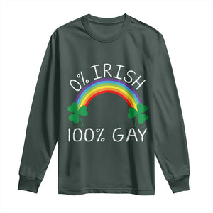 Funny St. Patrick's Day LGBT Long Sleeve Shirt 0 Irish 100 Gay Rainbow Shamrock TS09 Dark Forest Green Print Your Wear