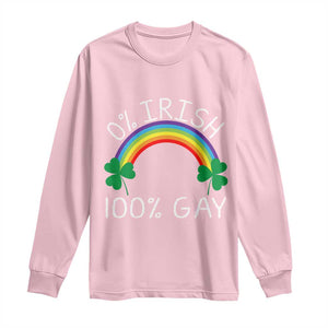 Funny St. Patrick's Day LGBT Long Sleeve Shirt 0 Irish 100 Gay Rainbow Shamrock TS09 Light Pink Print Your Wear