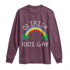 Funny St. Patrick's Day LGBT Long Sleeve Shirt 0 Irish 100 Gay Rainbow Shamrock TS09 Maroon Print Your Wear