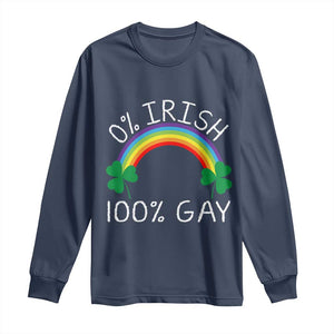 Funny St. Patrick's Day LGBT Long Sleeve Shirt 0 Irish 100 Gay Rainbow Shamrock TS09 Navy Print Your Wear