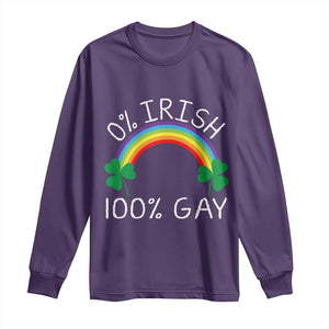 Funny St. Patrick's Day LGBT Long Sleeve Shirt 0 Irish 100 Gay Rainbow Shamrock TS09 Purple Print Your Wear