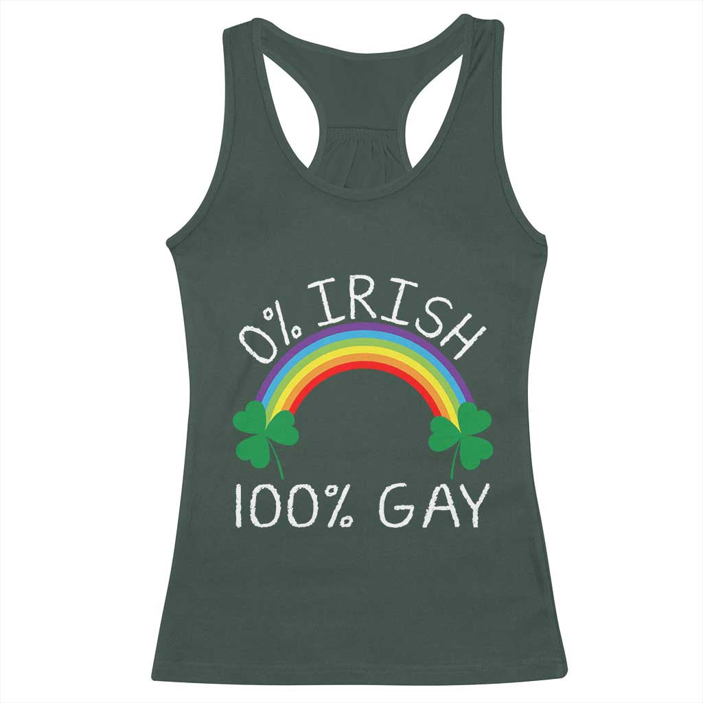 Funny St. Patrick's Day LGBT Racerback Tank Top 0 Irish 100 Gay Rainbow Shamrock TS09 Dark Forest Green Print Your Wear