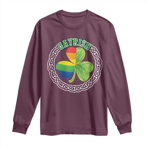 Gayrish Funny St. Patrick's Day LGBT Long Sleeve Shirt TS09 Maroon Print Your Wear