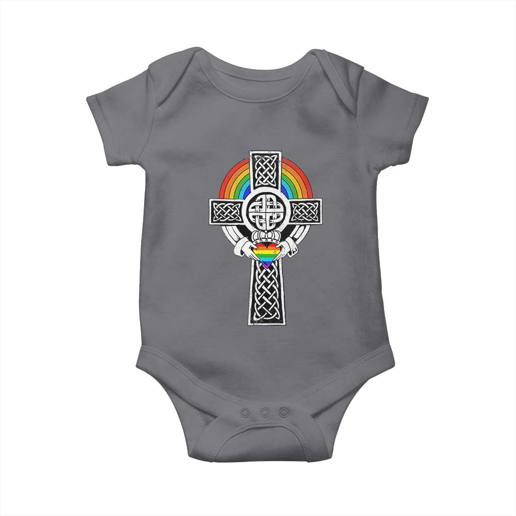 Rainbow Celtic Claddagh Cross Baby Onesie TS09 Charcoal Print Your Wear