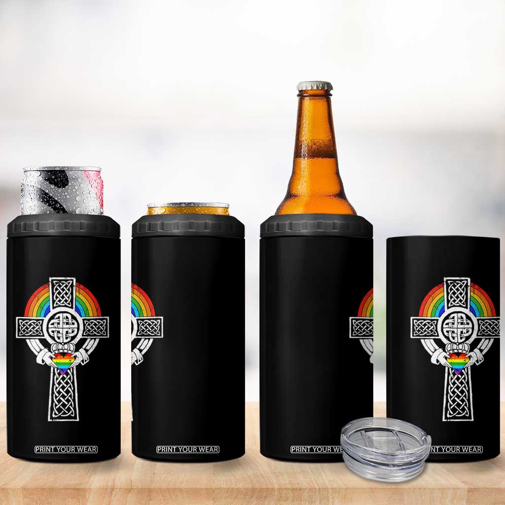 Rainbow Celtic Claddagh Cross 4 in 1 Can Cooler Tumbler TS09 Print Your Wear