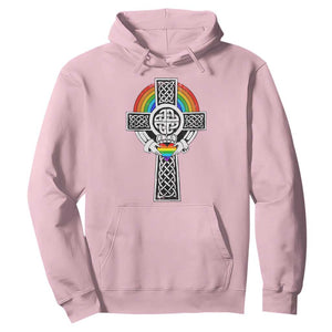 Rainbow Celtic Claddagh Cross Hoodie TS09 Light Pink Print Your Wear