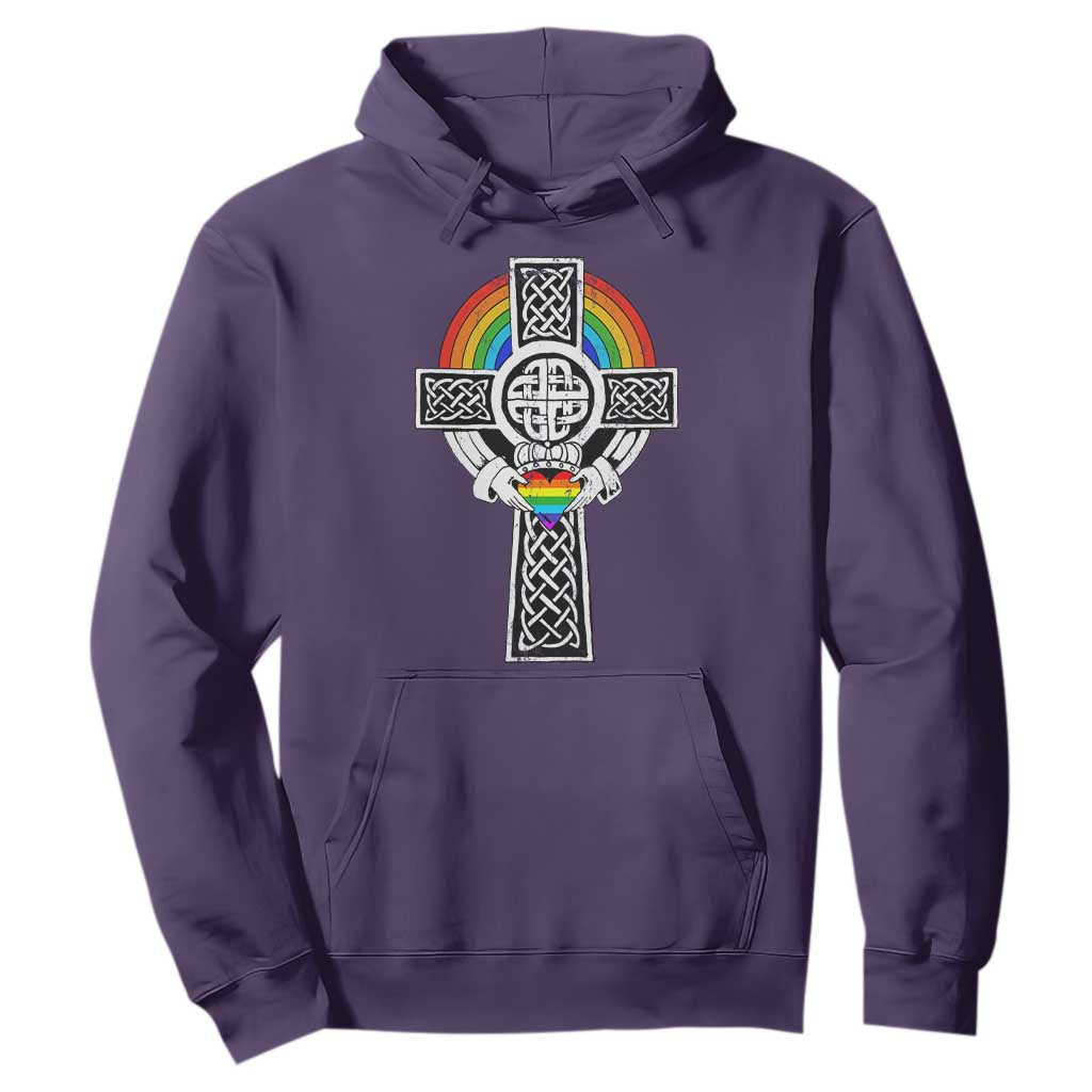 Rainbow Celtic Claddagh Cross Hoodie TS09 Purple Print Your Wear