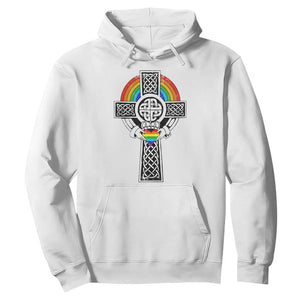 Rainbow Celtic Claddagh Cross Hoodie TS09 White Print Your Wear