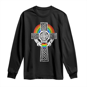 Rainbow Celtic Claddagh Cross Long Sleeve Shirt TS09 Black Print Your Wear