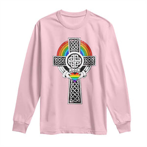 Rainbow Celtic Claddagh Cross Long Sleeve Shirt TS09 Light Pink Print Your Wear