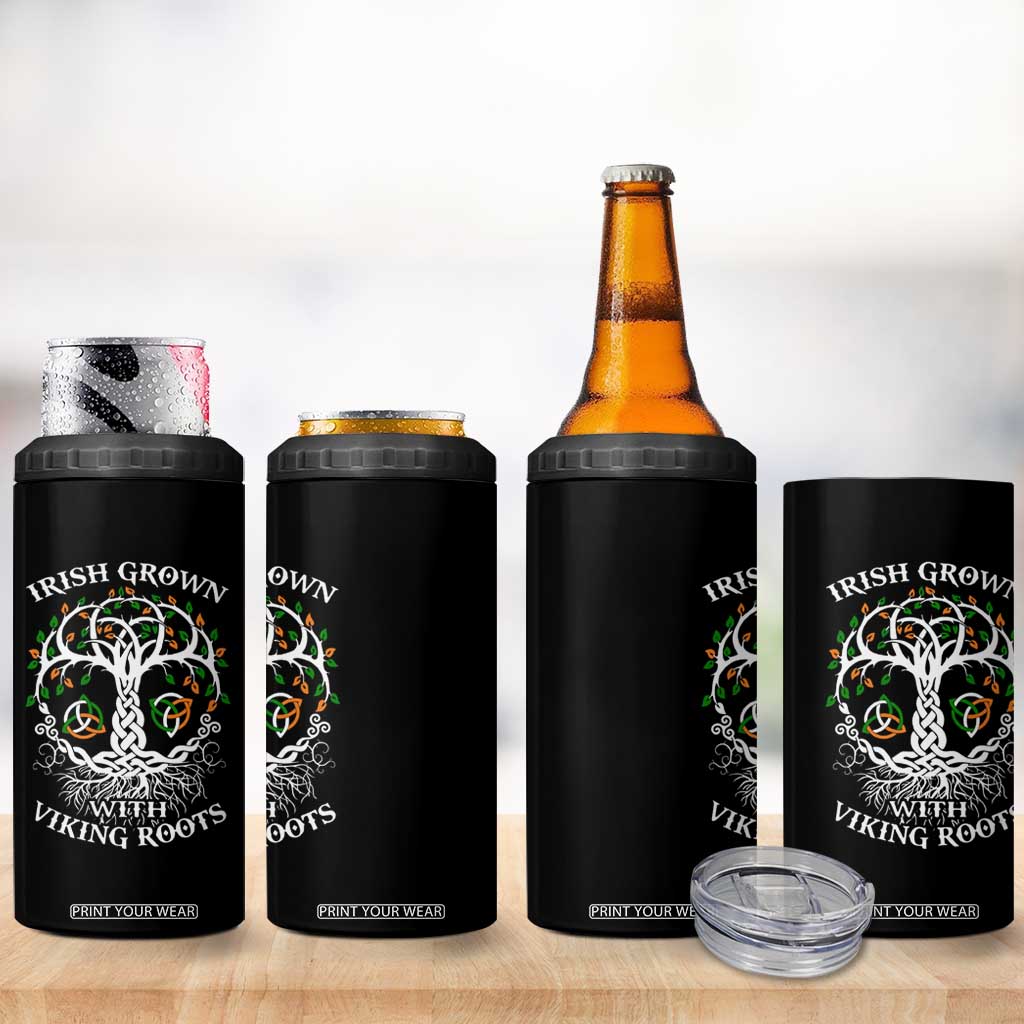 Irish Grown With Viking Roots 4 in 1 Can Cooler Tumbler TS09 Print Your Wear